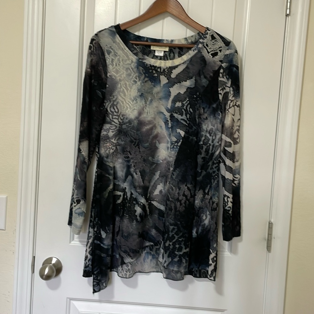 Tunic Length Top With Assymetrical Hemline